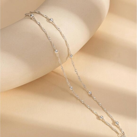 Single Lobster Layered Beaded Link Waterproof Adjustable Anklet for Women - Picture 7 of 7